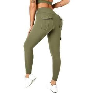Women KuaCua High Waist Stretch Super Soft Tight Leggings, Army Green M/L